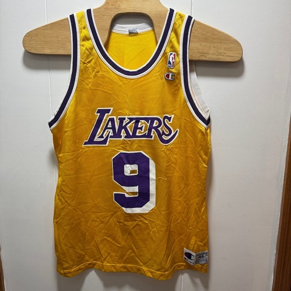Vintage Champion Nick Van Exel Los Angeles Lakers Jersey Yellow Mens 44 Large